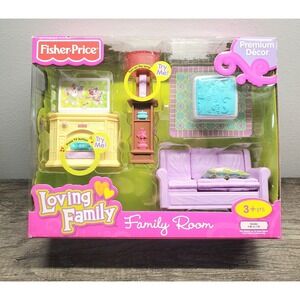 Fisher Price Loving Family FAMILY ROOM Dollhouse Furniture Decor 2012 RARE NEW
